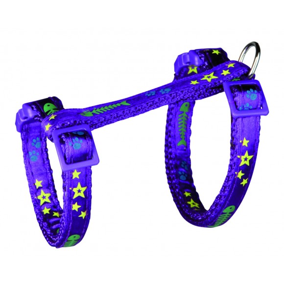 Harnais chat avec laisse motifs nylon 1,20 m