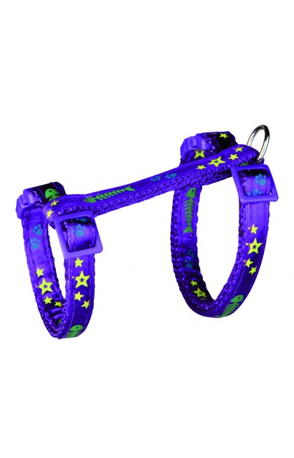 Harnais chat avec laisse motifs nylon 1,20 m